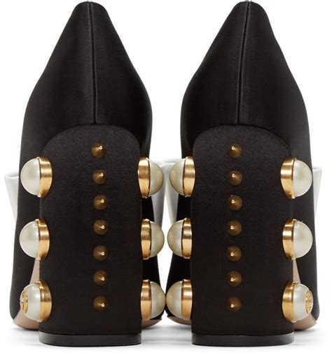 370491 gucci black studded coline pumps|Luna Studded Block Heel Colorblock Satin Pumps .